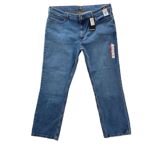 Lee Regular Fit Bootcut Stretch Blue Worth It Wash Denim Jeans Mens 40x30 NWT